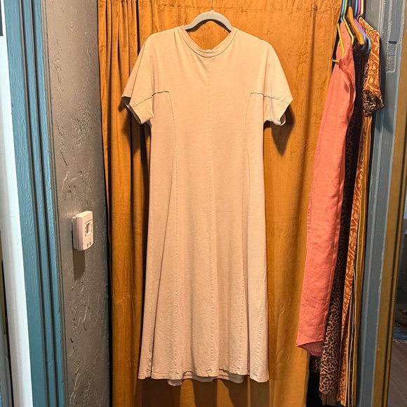 Dresses & Skirts - 100% Cotton Jersey Short-Sleeve Midi Dress with Exposed zipper